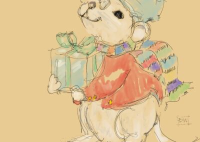 Mouse giving gift drawing