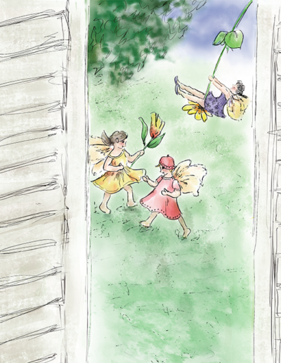 Fairies playing outside